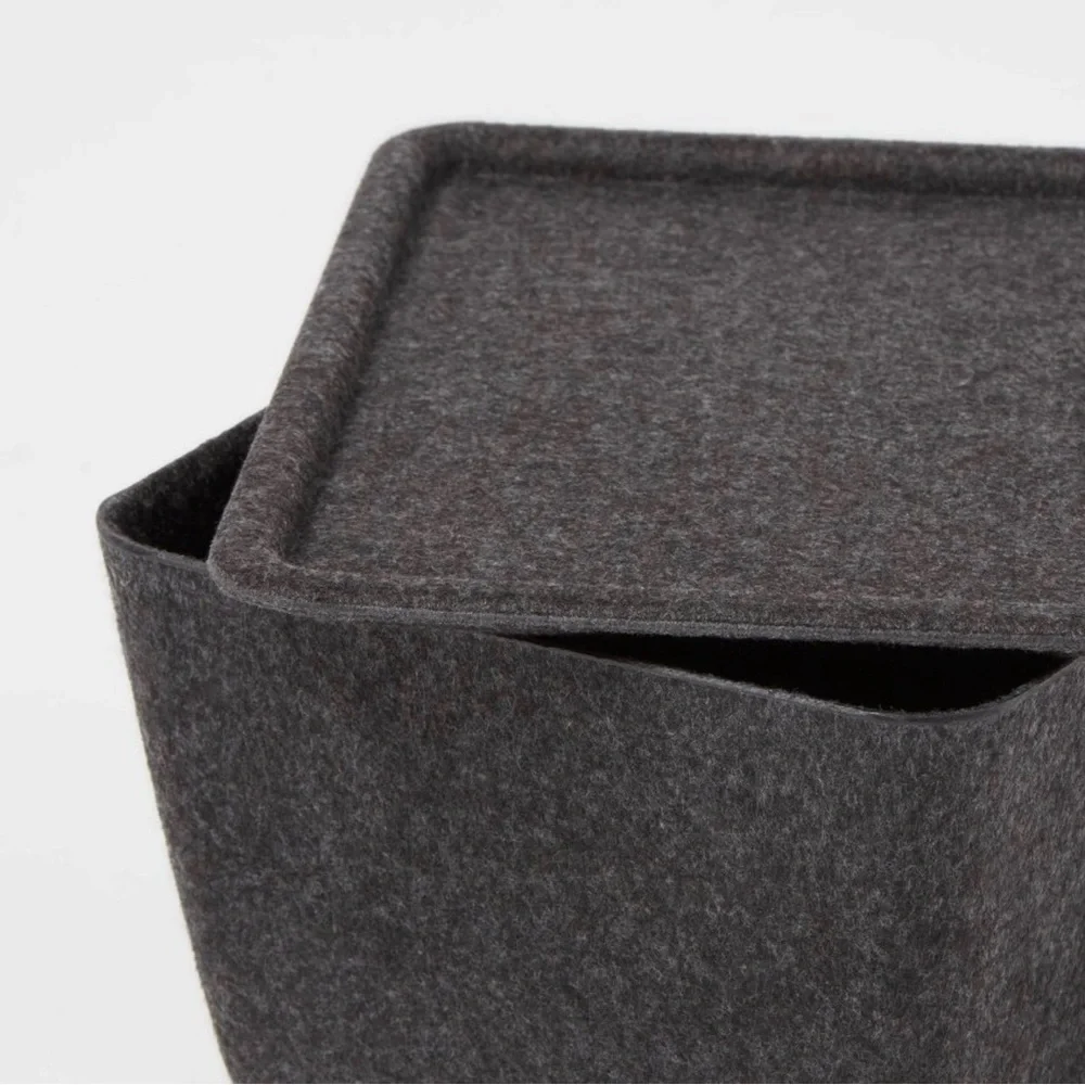 Brightroom Stackable Felt Bin with Lid in Dark Gray